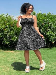 CovetEZ Plus Size Ditsy Floral Slip Dress, Casual Spring - Multicolor - View 3