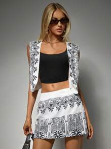 SHEIN Forever 21 Spring Summer Romantic Spring Break Bachelorette Concert Graduation Women's Skirt - Multicolor - View 3