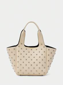 SHECARRY 时尚女士铆钉装饰大容量单肩包和手提包