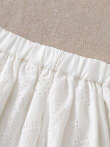SHEIN 2件套女婴春夏优雅风格无袖刺绣上衣和短裙 - 白色 - 查看 3