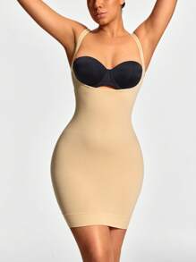 SHEIN Shape Seamless Open-Bust Shapewear Slip Dress Body Shaper Bust& Butt Lifter-Tummy Waist Thigh Control