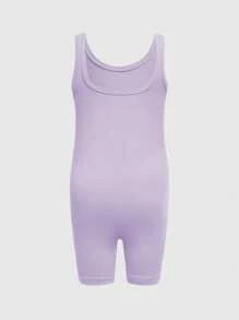 SHEIN Young Girl' Black Sports Jumpsuit Tight Yoga Shorts, Elastic & Comfortable Base Layer