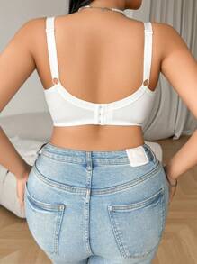 1 pièce Soutien-gorge sans fil sexy, confortable et en dentelle avec patchwork, grande taille pour femmes