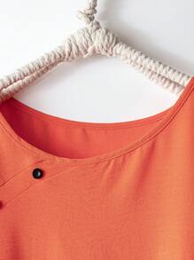 SHEIN LUNE 加大码夏季休闲度假两件套，仿亚麻