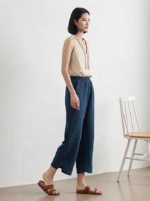 EMERY ROSE Pantaloni lunghi di colore unito alla moda da donna, adatti per l'estate