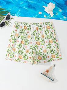 Summer Beach Vacation Random Print Men's Yellow Base Short Beach Shorts - Yellow - View 3