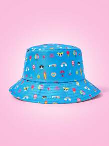 THE POWERPUFF GIRLS X SHEIN Chapeau seau réversible à imprimé tout-sur-tout, mode streetwear