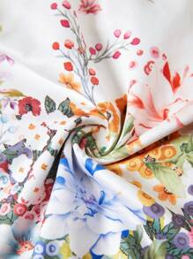 Ellevyn Ladies V-Neck Sleeveless Twist Knit Form-Fitting High-Stretch Floral Print Midi Dress, White, Elegant Outdoor Spring/Summer