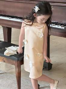 DAZY Girls Sleeveless Dress, Young Girl Fall Clothes - Apricot - View 5