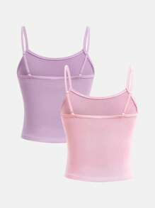 BloomMama Tween Girls'  Pastel Rib Cami Vest Top 2 Pack (8-12yrs)