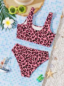 SHEIN Tween Girls Casual Minimalist Camisole & Triangle Bikini Swimsuit Set, Suitable For Summer - Multicolor - View 3