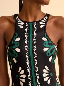 CAJUNI Women Boho Tropical Print Sleeveless Criss-Cross Fitted Dress, Black Casual Holiday Dress Summer Dresses For Women - Multicolor - View 7