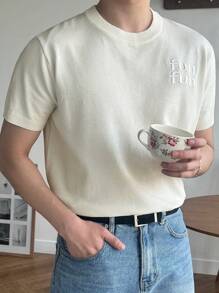 DAZY Men's Solid White Knit Sweater, Summer - White - View 6