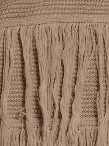 SHEIN X Scheana MUSERA Sleeveless Ribbed Maxi Dress Frill Fray Hem Detail Summer Holiday Vacation Sweater Dress Ibiza Fall Night Out Autumn Winter Everyday Fall Winter   Chic - Brown - View 6