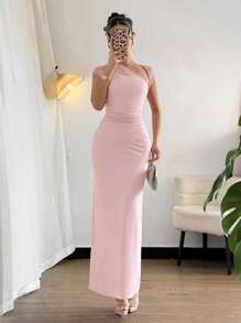 Firerie Elegantes, romantisches Pendlerkleid für Damen im Sommer, sexy, asymmetrische, gerüschte Taille, Urlaubskleid in Rosa, lange Taille, elegantes, romantisches Pendlerkleid im Sommer, sexy, eleganter Stil in Cremegelb, Partykleid für Damen, Strandurlaub für Damen, Schulabschlusssaison für Damen, romantische Verabredungen, Geburtstage, Ostern für Damen, brasilianischer Karneval, Musikfestivals, Frühlings-/Sommerkleid für Damen, Hochzeitssaison, Strand- und Brunchkleid, Boho-Oberteile, Kleid im Feenstil