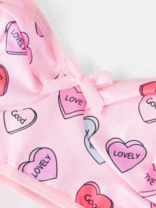 2pcs Set Pink Cute Heart Pattern Teen Girls Bra & Panties Underwear Set - Pink - View 3