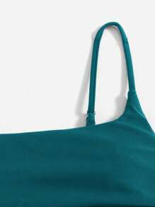 Swim Basics Women's Summer Beach Solid Color Sexy Bikini Top - Teal Blue - View 3