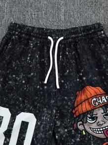 Tween Boy Cartoon Print Short Sleeve T-Shirt And Shorts 2pcs Set - White - View 6