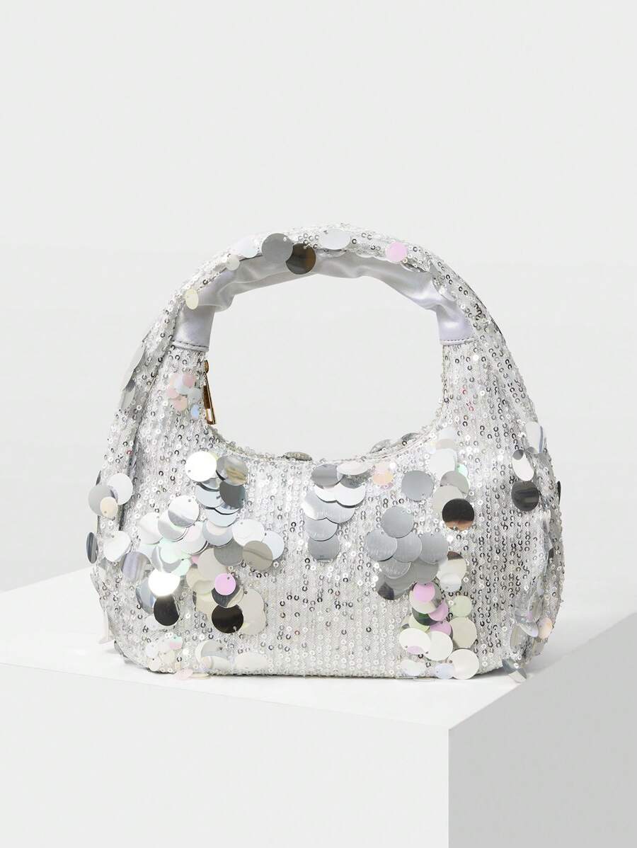 MOTF PREMIUM Borsa a mano con chiusura lampo e paillettes per donna
