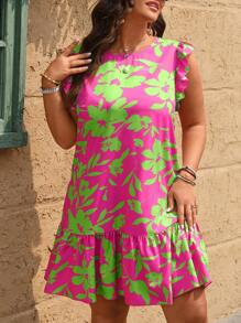 Breezaya Plus Size Short A-Line Sleeveless Slim Fit Dress - Hot Pink - View 7