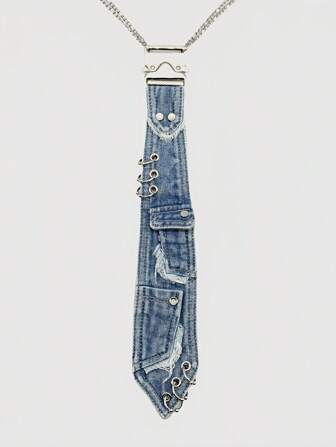 Grunge Punk Accessoires d'anneau en métal punk Y2K, design à œil multiple et poche, cravate à bord délavé pour femmes, ornements décoratifs uniques et personnalisés