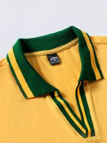 Manfinity Roghcode Men's Street Graphic Print Polo Shirt, Fashionable For Summer - Yellow - View 4