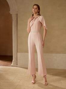 MOTF PREMIUM TWIST PINTUCK JUMPSUIT - Orange - View 4