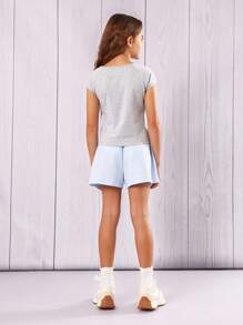 Sumwon Basic Girls Boat Neck T-Shirt Casual Summer Short Sleeve Cotton Blend Raglan Top Athletic Dance Practice Training Essential Daily Wear - Light Grey - View 5