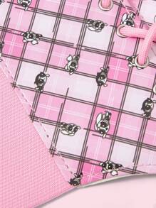 THE POWERPUFF GIRLS X SHEIN 1 chiếc thắt lưng corset hình lục giác họa tiết hoa, bong bóng, kẻ caro màu hồng dành cho nữ, họa tiết ngẫu nhiên - Hồng - Xem 2