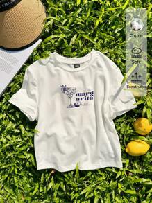 Tseoso Tricou de damă cu mânecă scurtă, cu mânecă scurtă, cu design minimalist minimalist, casual