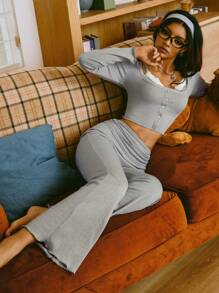 Women's Casual Lace Patchwork 2 In 1 Ruched Waist Ribbed Pajama Set Holiday Season