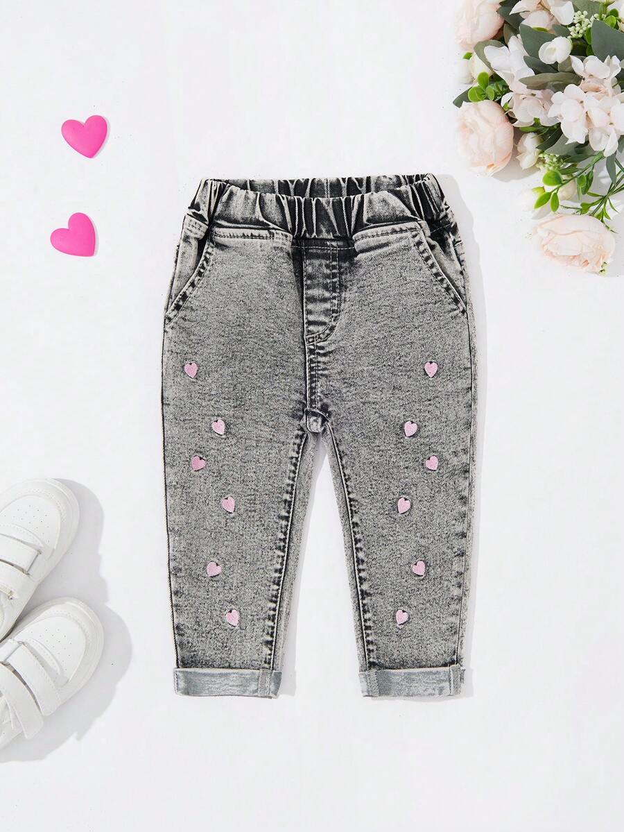 Baby Mädchen Herzmuster Mode Jeans Hose, geeignet für den Sommer