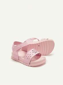Cozy Pixies 1 双可爱幼儿女孩钩环镂空公主风格休闲时尚百搭软底平底凉鞋，夏季 - 粉色 - 查看 7