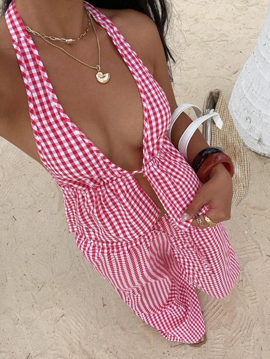 Sunnyshic Women Two Pieces Outfits For Daily Wear - Red - View 1