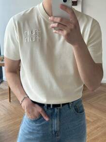 DAZY Men's Solid White Knit Sweater, Summer - White - View 1