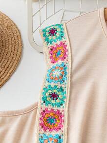EMERY ROSE Plus Size Crew Neck Going Out Sleeveless Tank Tops,Vacation Club Party Beach Women Summer - Apricot - View 3