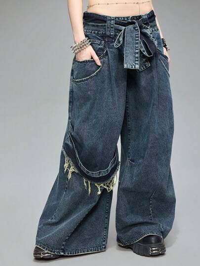 Jeans vintage Y2K ultra taille basse, coupe super ample