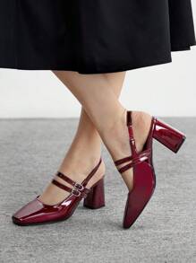 CUCCOO BIZCHIC 女士尖头铆钉装饰后绑带高跟凉鞋