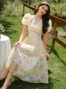 Vintamour Women's Vintage Elegant Floral Dress Spring/Summer Summer Outfits For Women Summer Dresses For Women Prom Dress Graduation Dress Summer Clothes Dresses For Women Summer Wedding Guest Dress Women Sun Dresses For Women Vacation Outfits Women Vacation Outfits Woman Graduation Dresses For Women Dresses For Women Elegant Formal Dresses For Women Easter Dress Women Elegance Yellow Dress Elegant Dresses For Women Birthday Dresses Mother's Day Dress