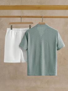 Manfinity VCAY 2pcs/Set Men's Fitted Polo Shirt Sets, Suitable For Summer - Dark Green - View 2