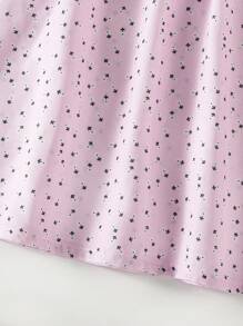 Robe de nuit longue d'été pour fille bébé, style casual et confortable en vacances, avec motif floral ditsy et col violet