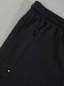 RueChic Shorts de moda de estilo regular con bolsillo con cremallera y cintura con cordón para hombre, regalo para el novio