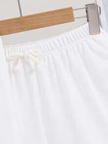 SHEIN 2 Packs Tween Boy Casual Sports College Artistic Style Retro With Small Patterns And Multi-Color Stitching White Round Neck Vest And White Shorts Set Suitable For Kids Outfits Toddler Boy Clothes Back To School Boys Set Suitable For Birthday Parties, Evening Parties, Performances, Weddings, Baptisms, Opening Ceremonies Daily Suitable For Daily Use Suitable For School Suitable For Travel Suitable For Sports Suitable For Spring And Summer Seasons - White - View 6