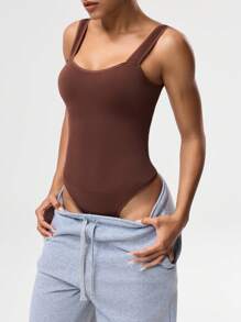 Seamluxe SHEIN Sport Women Solid Color Casual Romper Jumpsuit, Sports Activewear