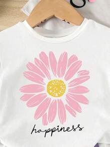 GraphicGems Baby Girl Short Sleeve Crew Neck T-Shirt And Solid Color Shorts 2 Pieces Set - Multicolor - View 6