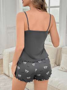 Koala Buchstabe Muster Camisole & Shorts Pajama Set