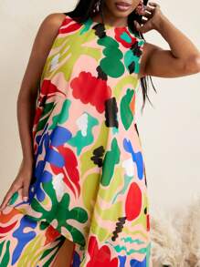 JIAN LASALA Summer Colorful All-Over Printed Soft Flowy Chiffon Sleeveless A-Line Vest Top Vacation Outfits Hawaii Outfits Women Ankara Tops Resort Wear Rave Outfits Festival Vintage Homecoming SXY