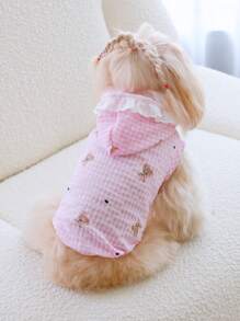 PETSIN 1 Stück ärmelloses Haustier Hoodie Weste, Bären Muster, luftig, weich und hautfreundlich, geeignet für Katzen & Hunde in allen Jahreszeiten und als Hauskleidung - Pink - Übersicht 1