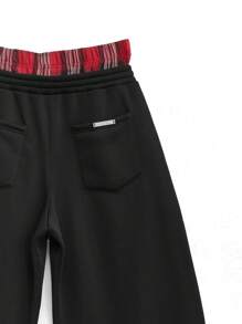 NEON BLANC Men's Loose Fit Plaid Print Long Knitted Pants - Black - View 5