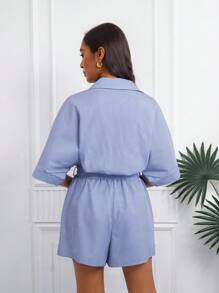 SHEIN Unity 1 bộ đồ liền thân tay cánh dơi sọc thời trang dành cho nữ, phù hợp cho mùa hè - Nhiều màu - Xem 2